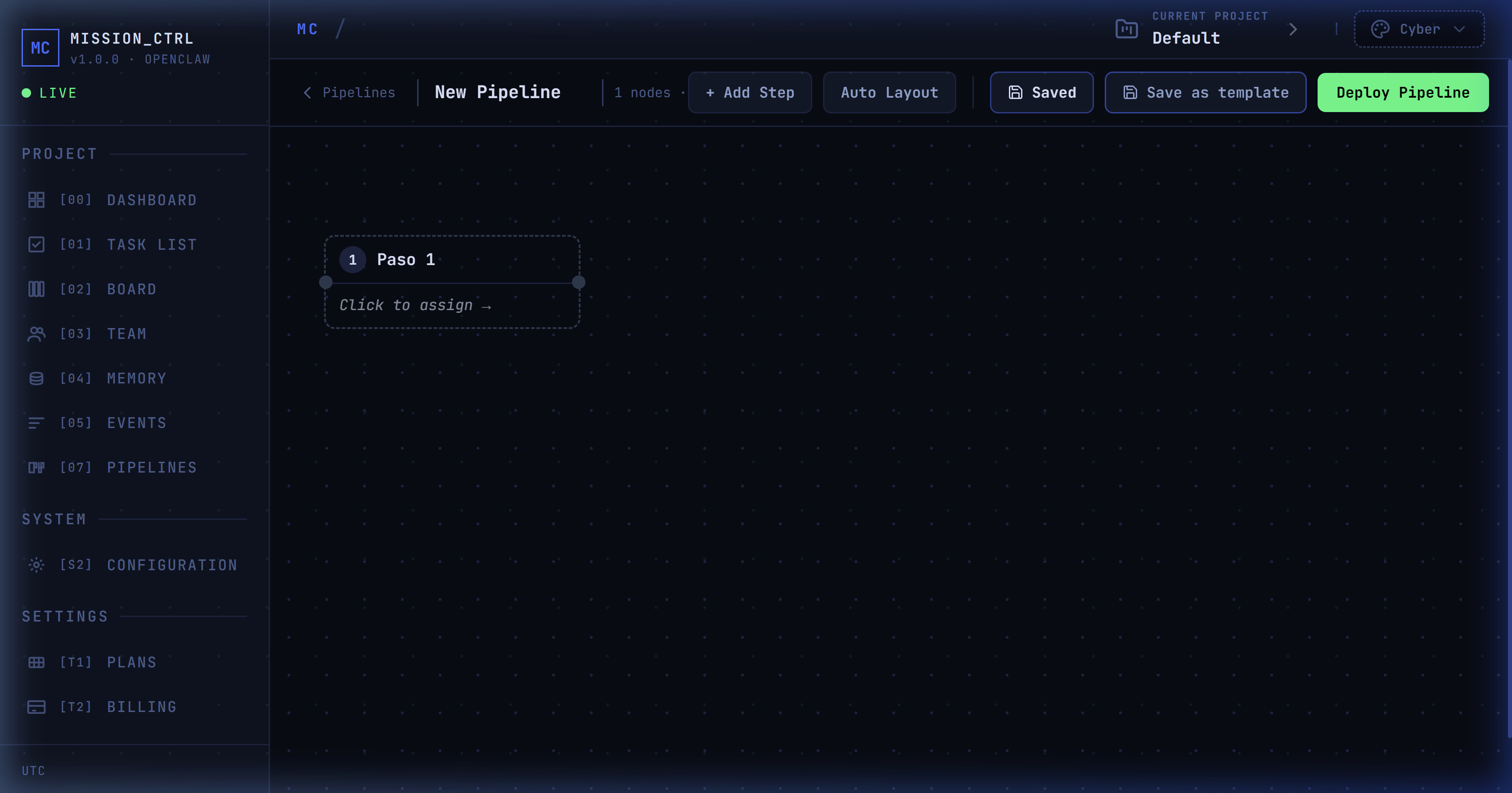Mission Control Pipeline Designer