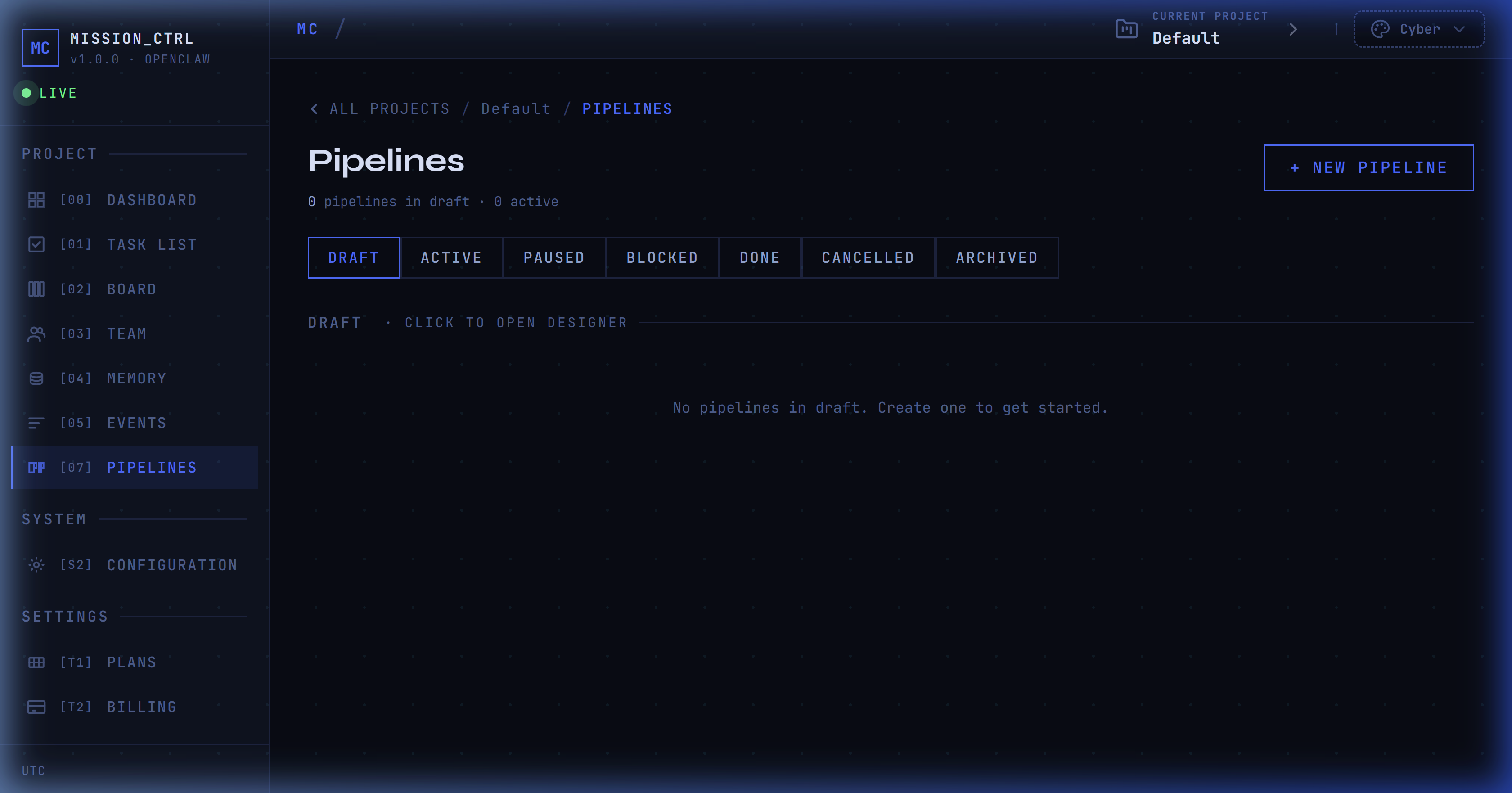 Mission Control Pipelines